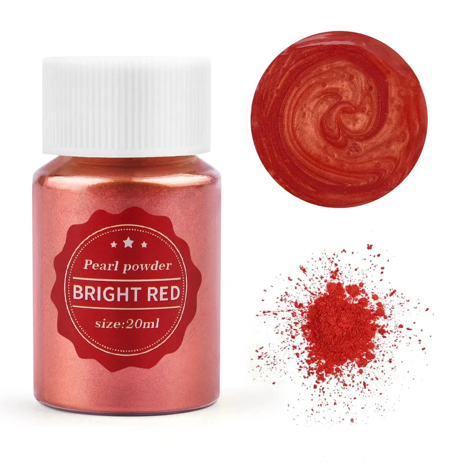 24 Farben, 15 g Glimmerperlenpulver für die Herstellung von Epoxidharz, Seife, Kerzen und Schmuck – natürlicher Pigmentfarbstoff für DIY-Projekte 20ml leuchtend rote