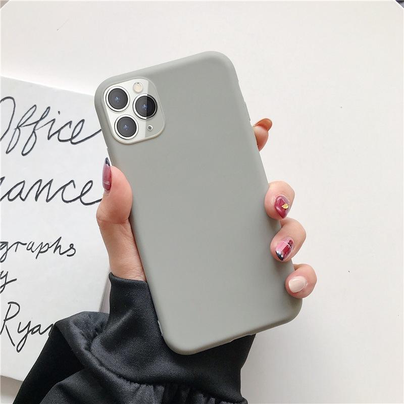 Einfarbige Silikonhülle für iPhone 12 i12 Mini IPHONE 11 i8 Plus 7 6 Softcover Candy Phone Cases für iPhone XS 11 Pro MAX XR X XS Max 12 Pro Max iPhone 12 Mini grau