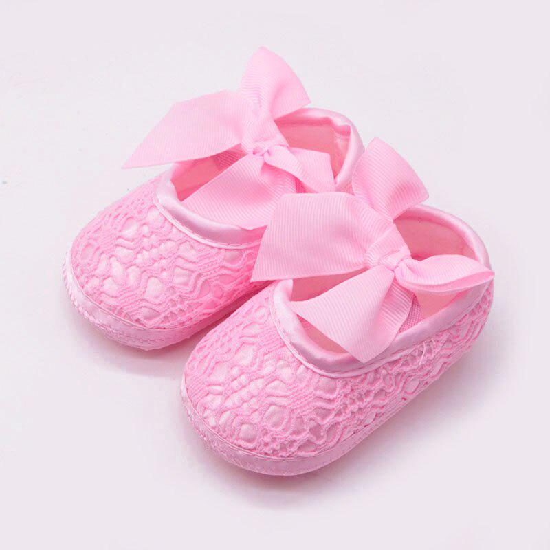 Sommer Hohl Neugeborenen Baby Schuhe Nette Bögen Infant Mädchen Schuhe Erste Wanderer Nicht-Slip Booties Schuhe 7-12M rosa