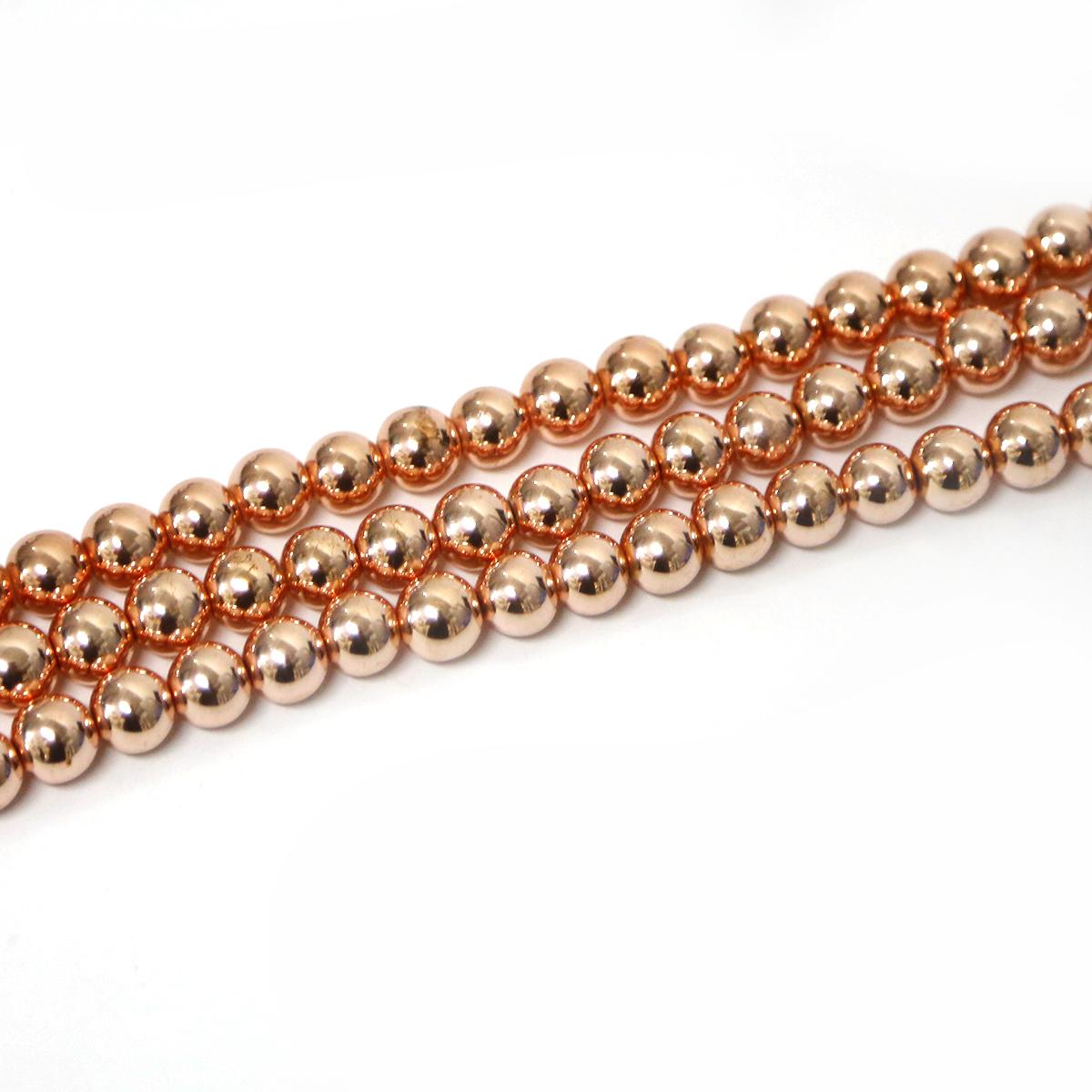 Hämatit Perlen Naturstein Lose Perlen für Schmuckherstellung Kugelarmbänder DIY Zubehör 10mm 40pcs rose gold