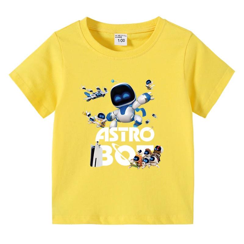Die Sommer Astro Bot T-Shirts für Kinder Niedliche Cartoon T-Shirts Jungen Casuals Kurze Ärmel Mode Kinderbekleidung Kurzarm 100 yellow