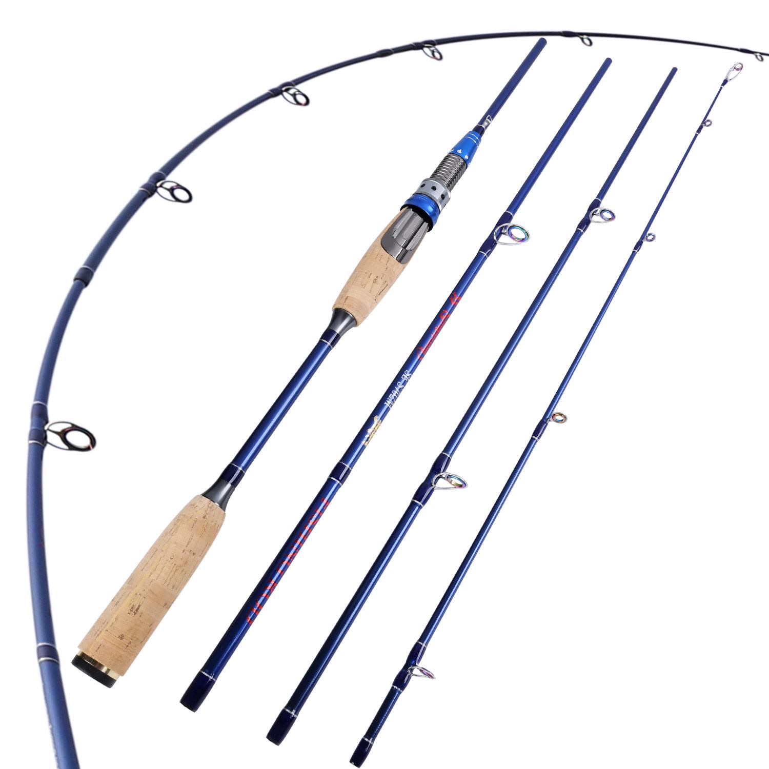 Angelrute 2,1 m 4 Abschnitte Casting/Spinning Angelrute Carbon Fiber tragbare Meerwasser Angeln spinning blau