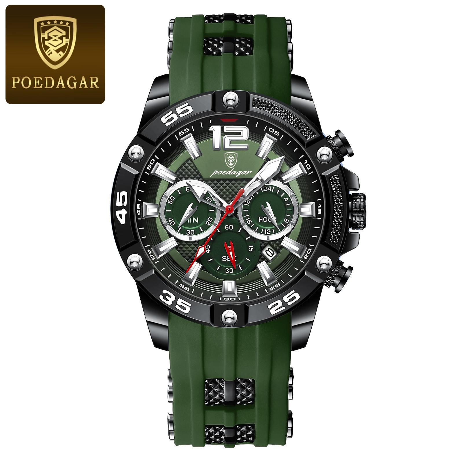 Silikon Casual Männer Uhr Luxus Wasserdicht Leucht Chronograph Datum Mann Armbanduhr Militär Quarz herren Uhren Hohe Qualität grün