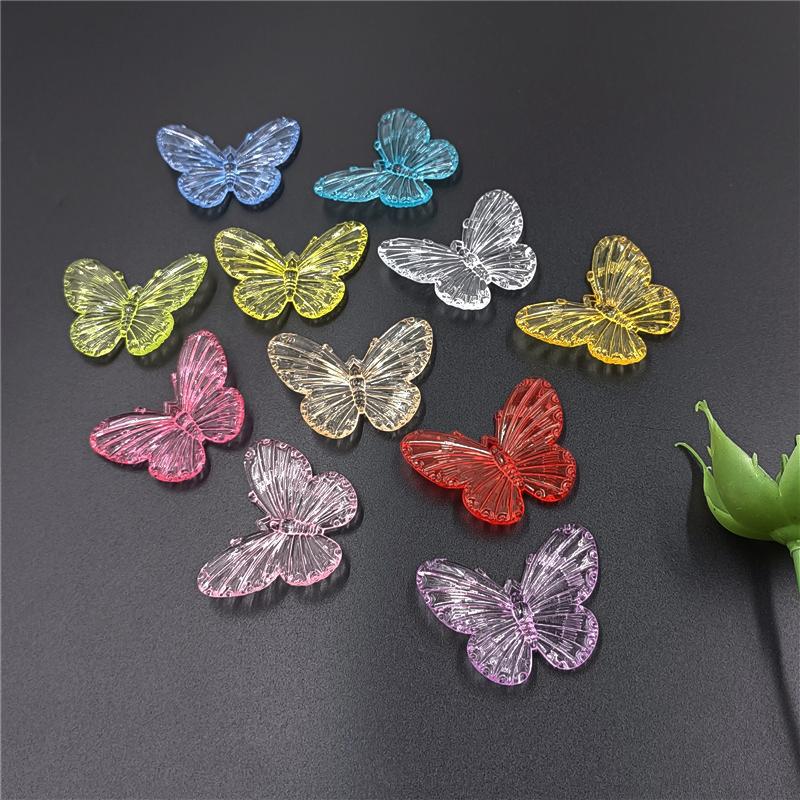 Home Partyzubehör für Ohrringe 10 Stück DIY Handgefertigte Materialien Halsketten Schmuck Markierung Acryl Lose Perlen Schmetterlingsperlen Transparente Perlen bunt