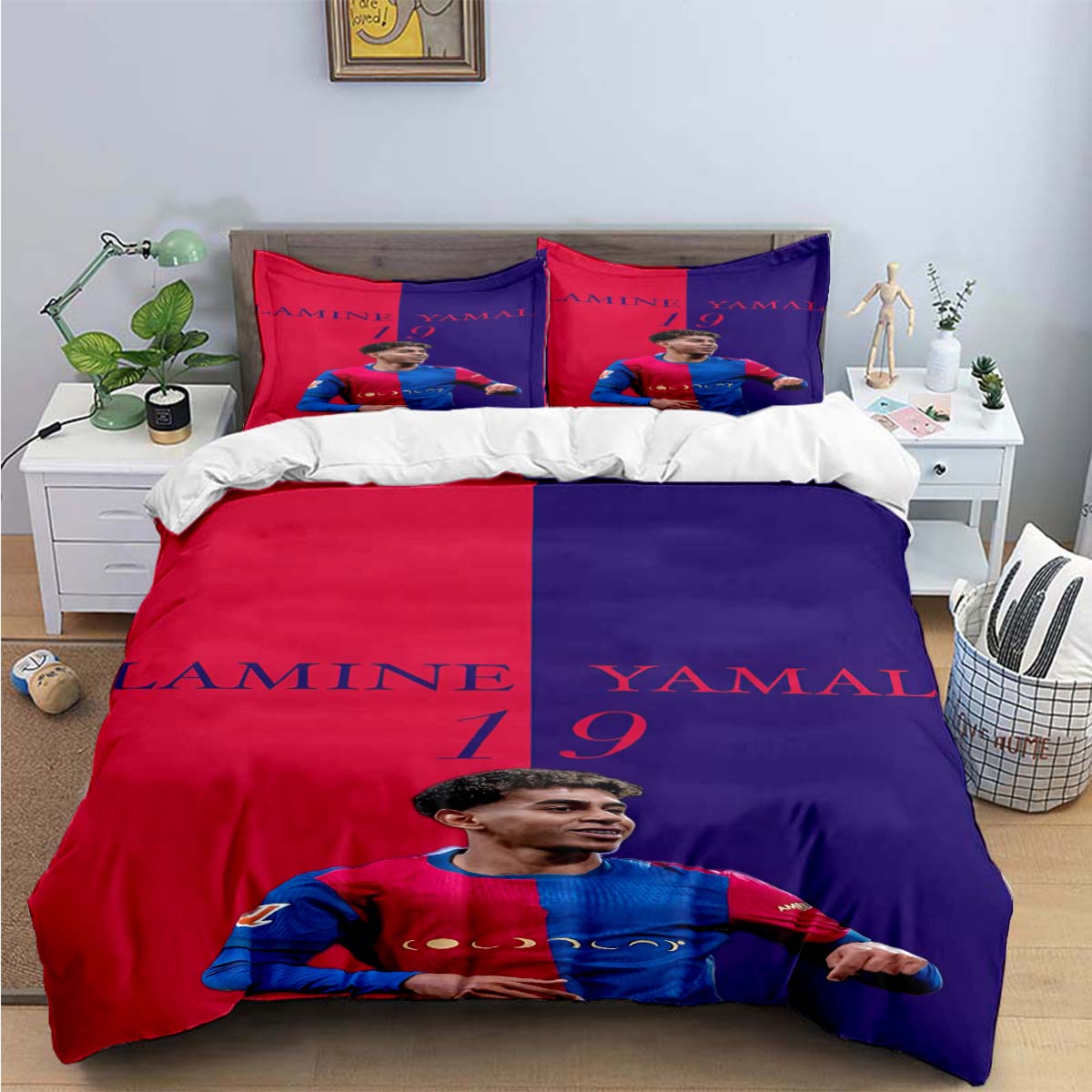 Spanien Fußball Zenozoikum Star L-Lamine Y-Yamal Bettwäsche-Sets Bettwaren-Set Bettbezug Bettdecke-Set Bettwäsche-Set Geschenk AU Single(140*210cm)3pcs