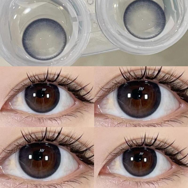 Schwarze farbige Kontaktlinsen mit großem Durchmesser für Herren, 1 Paar/2 Stück, farbige Kosmetik, Modeaccessoires mit Dioptrien-Verschreibungslinsen 0 blau