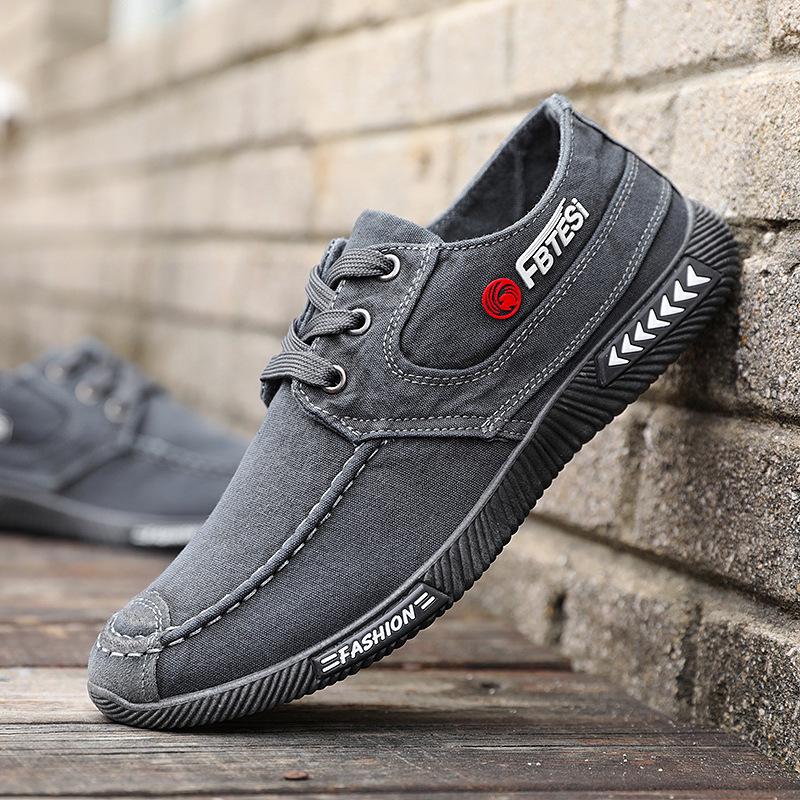 Bestellen Sie eine Nummer größer, Frühlings- und Herbst-Segeltuchschuhe, rutschfeste Freizeitschuhe, Herren-Sneaker, atmungsaktive Herrenschuhe 41 grau