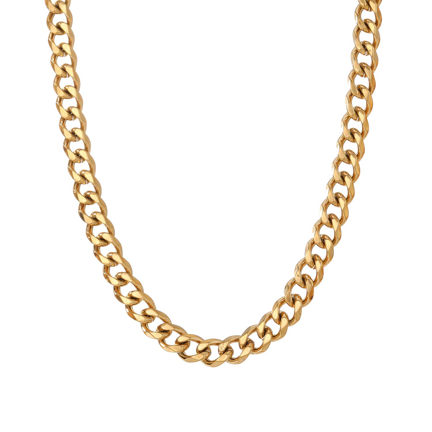 Street Punk Halskette Band Halskette Party Club Cool Student Boy Halskette Südkorea Einfache Halskette Herren Tough Guy Monochrome Halskette Verdickt C gold