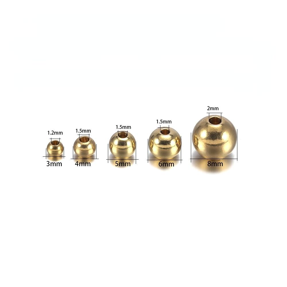 15-100 Stück Original Messing Runde Kugel Space Perlen 3/4/5/6/8mm Armbänder Lose Charm Perlen für DIY Halsketten Schmuckherstellung Perlen 8mm x 15pcs