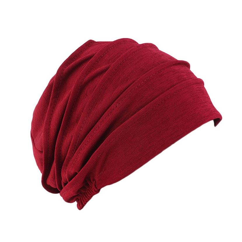 Verdickte muslimische Kappen Hijab Turban Hut Damen für Frauen Turban Kopfbedeckung Krebs Chemo Cap One Size himbeere