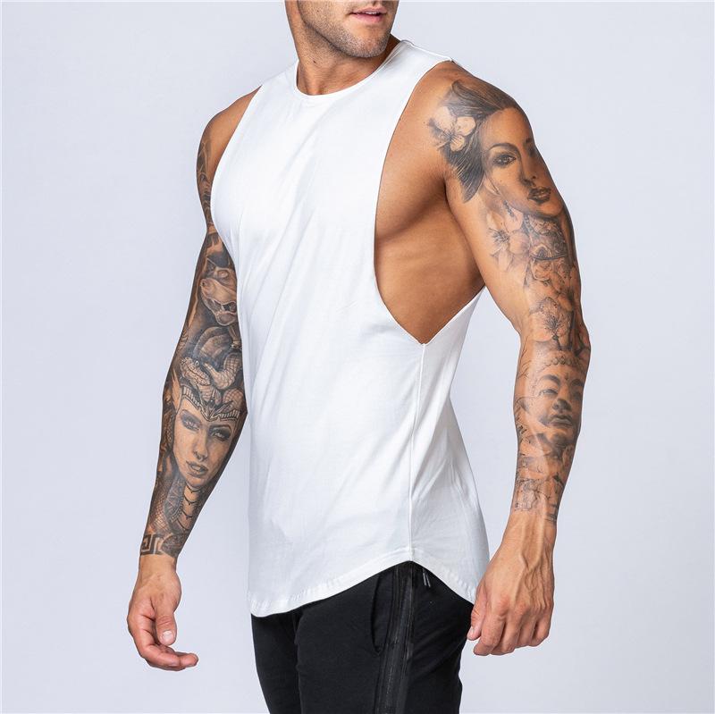 Einfarbiges, lockeres Sommer-Unterhemd aus Baumwolle für Herren – ärmelloses Bodybuilding-Fitness-Unterhemd XXL weiß