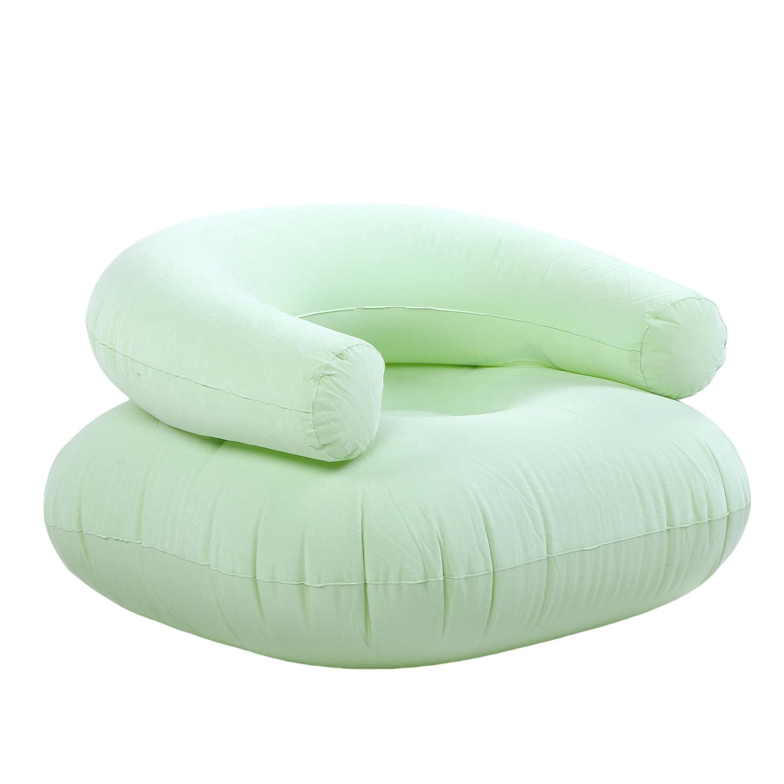 Aufblasbarer Loungesessel Liegestuhl Sofa U-förmig Aufblasbar PVC Beflockung Tragbare Couch für Zuhause Büro Balkon Boden grün