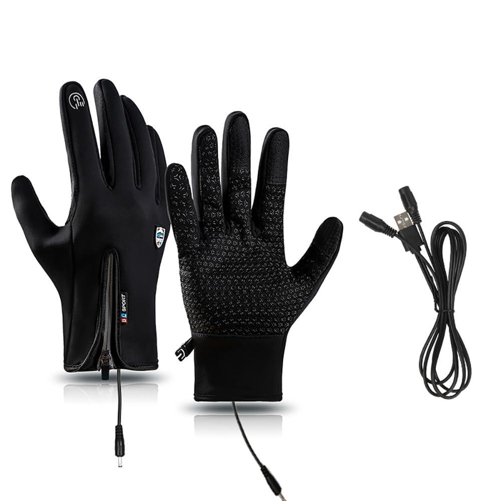 Wasserdichte wiederaufladbare Handschuhe Wiederverwendbare Touchscreen-Handschuhe Neue USB-beheizte Handschuhe für den Winter XL schwarz