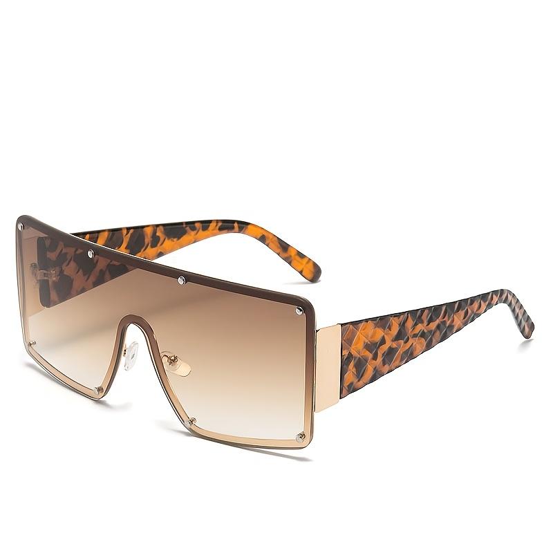 1 Stück Modische Übergroße Quadratische Brille für Damen, Metallrahmen, Entspiegelte PC-Gläser, Streetstyle Unisex-Brille