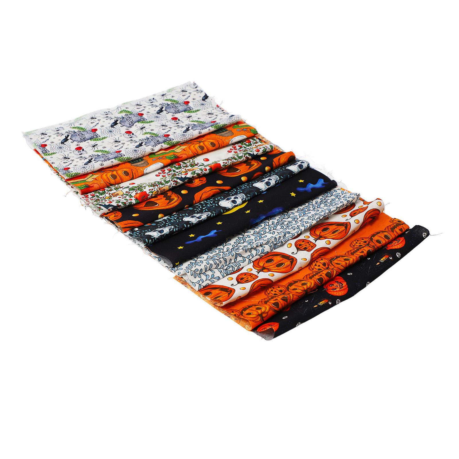 10 blätter Halloween Baumwolle Stoff Geist Kürbis Schädel Druck Muster DIY Baumwolle Stoff Bundles für 25x25cm / 9.8x9.8in