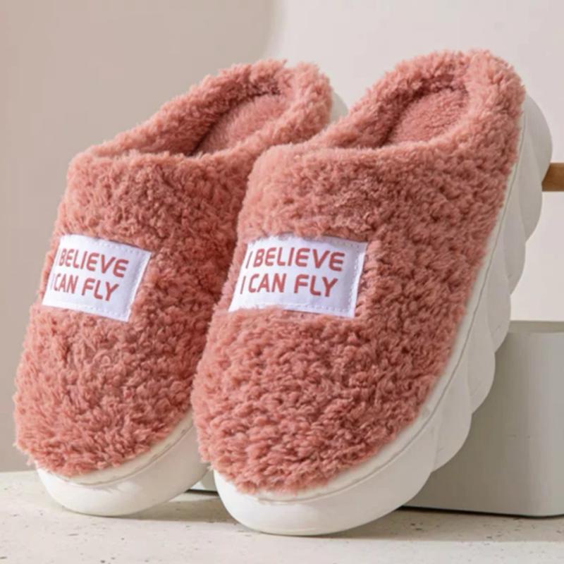 Frauen Männer Dicke Sohle Hausschuhe Indoor Hausschuhe für Frauen Winter Plattform Rutschen Warme Flauschige Hausschuhe Fell Baumwolle Schuhe Damen 38-39 rosa