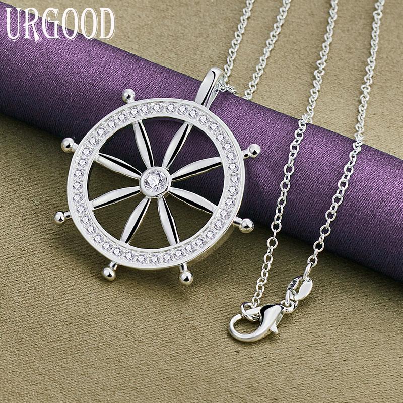 925 Sterling Silber Zirkon Anhänger Halskette Hochzeit Modeschmuck 40cm