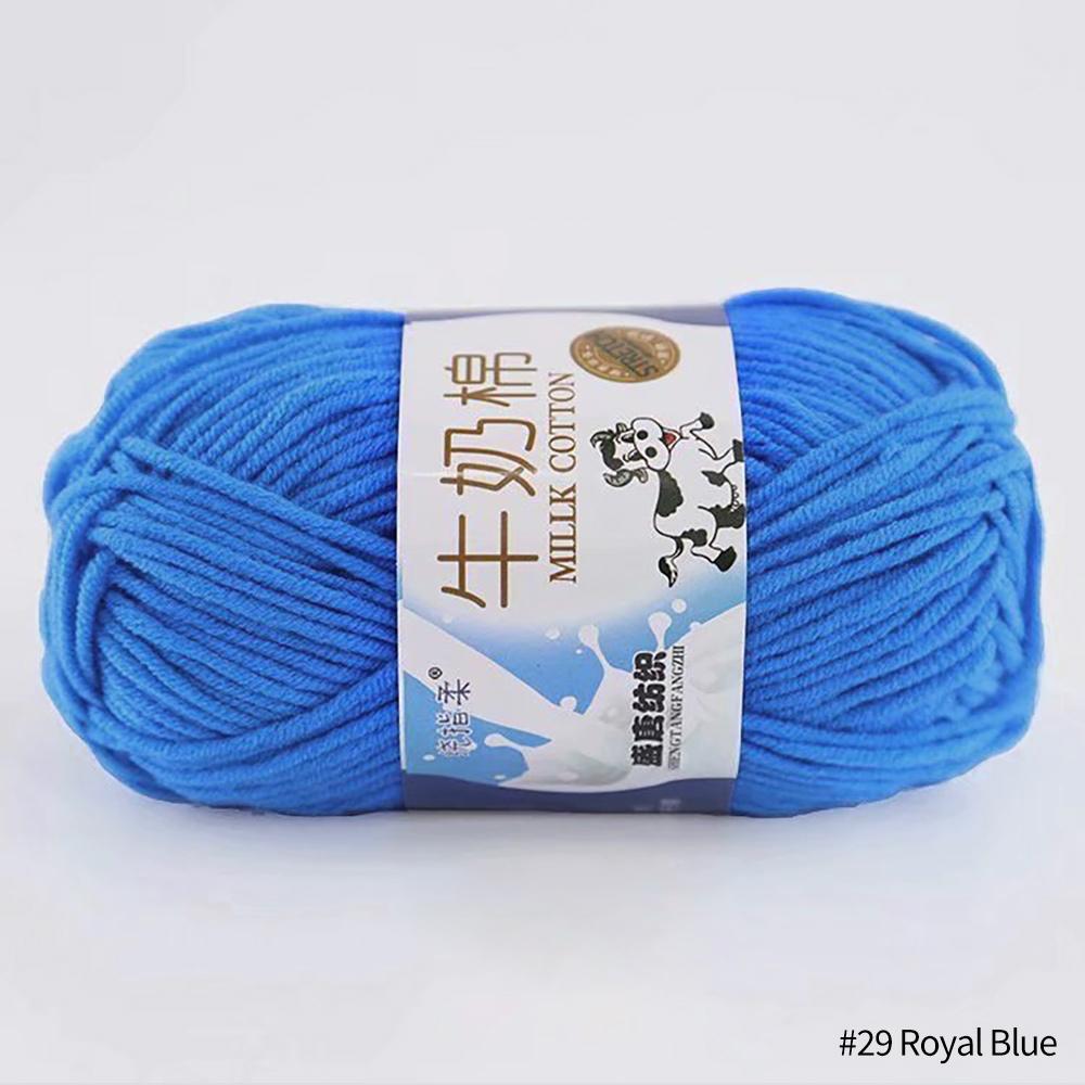 FEIJIEAST 50 g/Rolle Milch-Baumwollgarn, 5-lagig, Handstrickgarn, weich, warm, DIY-Baumwollfäden, Babywolle zum Handstricken, Häkelgarn königsblau