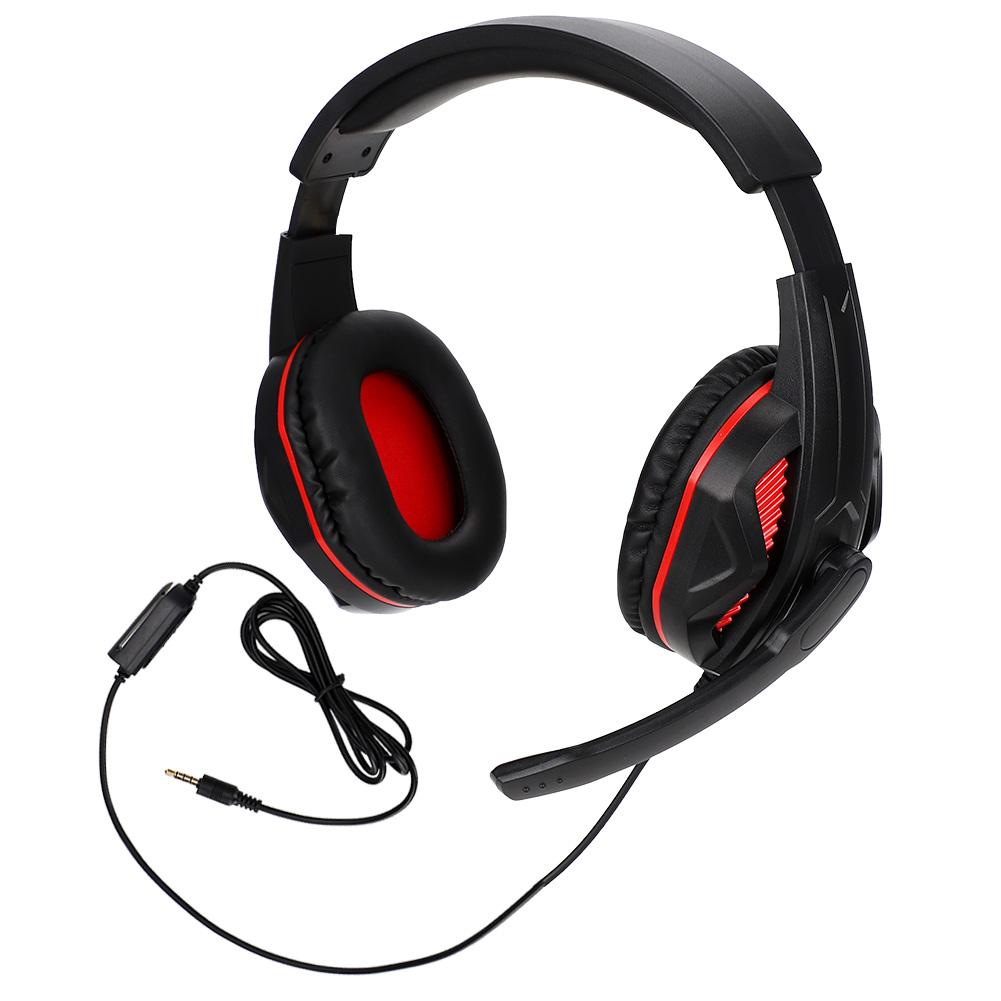 3,5 mm Competitive Gaming Headset Kopfhörer mit Mikrofon Kabelgebundener Kopfhörer für PS4 (Schwarz+ Rot)