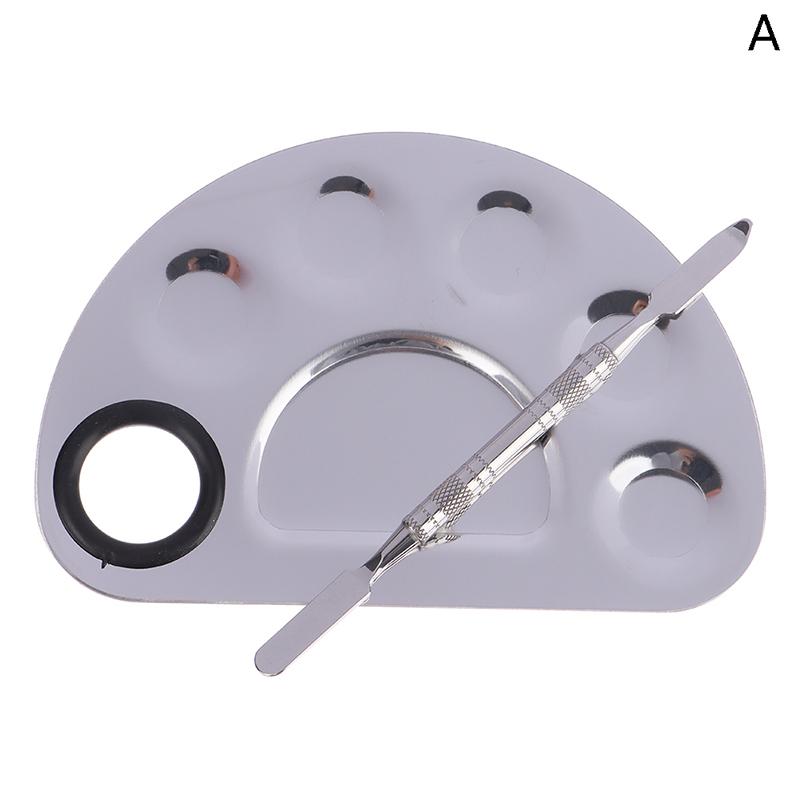 Make-up-Mixer aus Edelstahl, Nailart-Lackmischplatte, Foundation-Lidschatten-Mixer-Palette mit Spachtelstange, Beauty-Tools