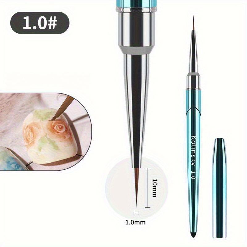 1 Stück Metallgriff Nailart Liner Pinsel Nagel Malstift Acryl UV Gel Pinsel DIY Maniküre Werkzeug Nagelpinsel 10mm head blau