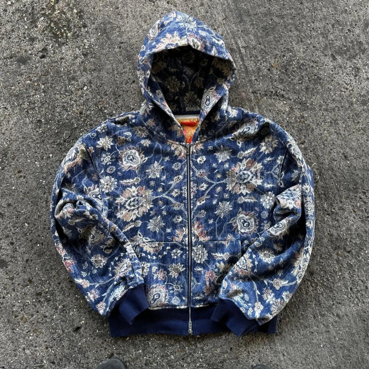 RogueWave Street Retro Sportlich Outdoor Wassergewaschen Locker Reißverschluss Hoodie Streetwear Y2k Punk Amerikanisches Paar Jogging Hoodie S