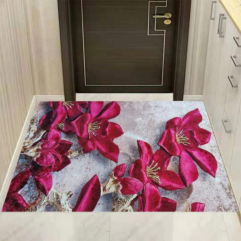 Fleece Staubdichte Fußmatten Waschfreier Teppich Tür Begrüßungsmatten rutschfest reiben Fußmatten Badezimmer Küche saugfähige Pads Innenteppiche 80*100cm