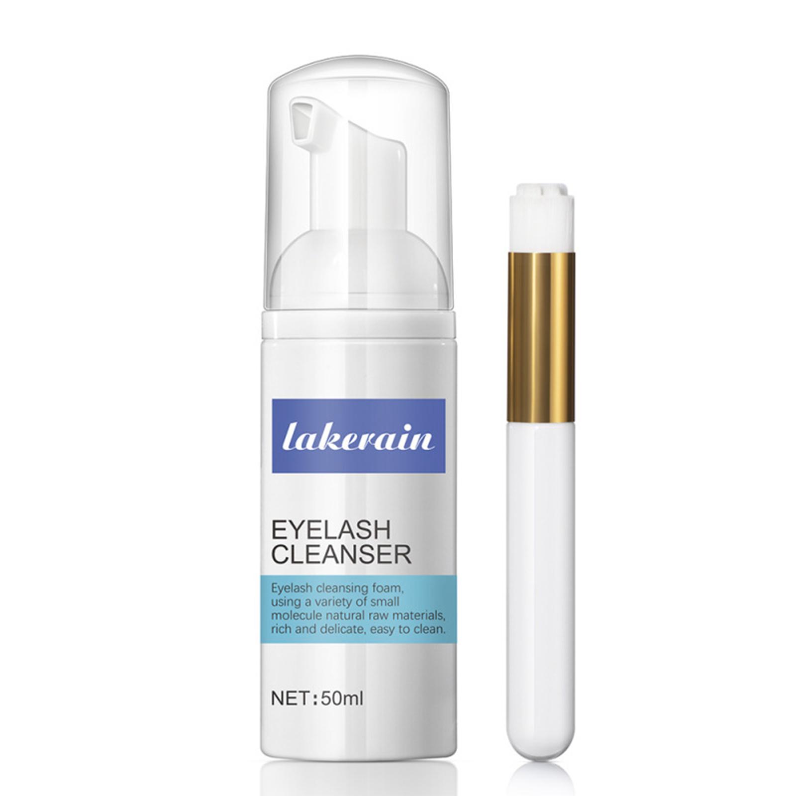 lakerain Wimpernwasch- und Reinigungsshampoo 50 ml Wimpern- und Augenbrauen-Schaumreiniger für Extensions & weiß