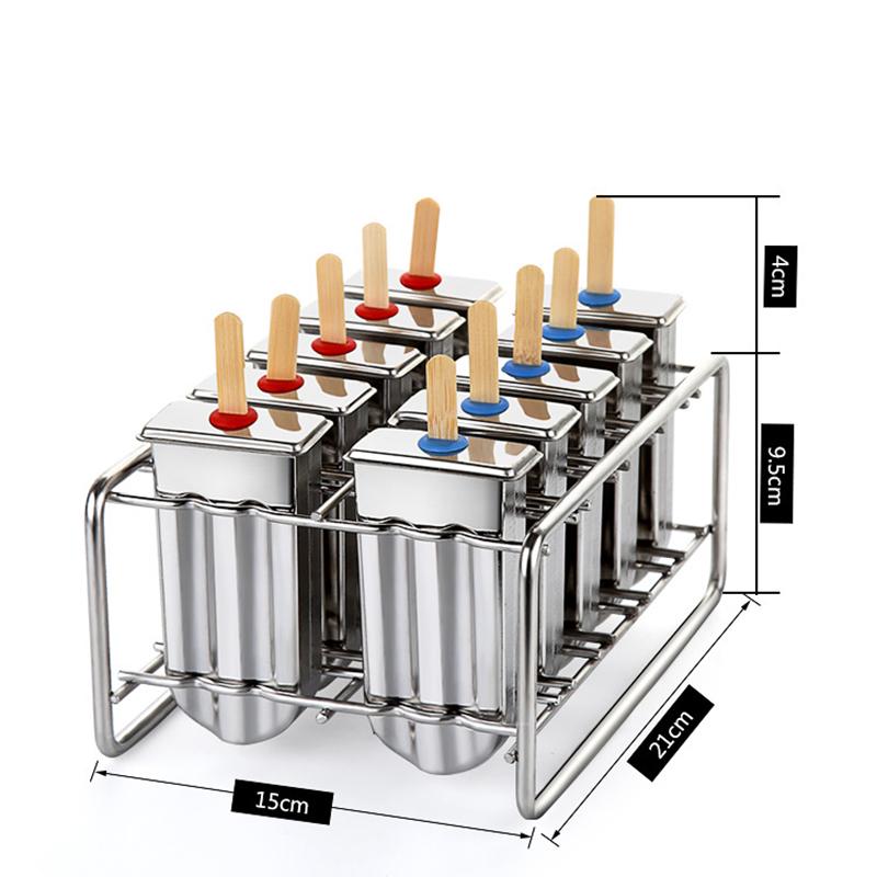 Edelstahl-Eis am Stiel-Formständer, Eis am Stiel-Form, gefrorener Lolly-Eis am Stiel-Hersteller, selbstgemachte Eiscreme-Form mit Eis am Stiel-Halter 10 Stick