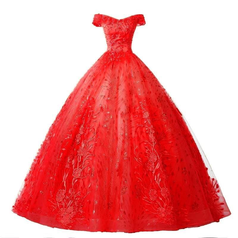 Damen Abendkleid Langer Puffrock Gold Langer Rock M kardinalrot