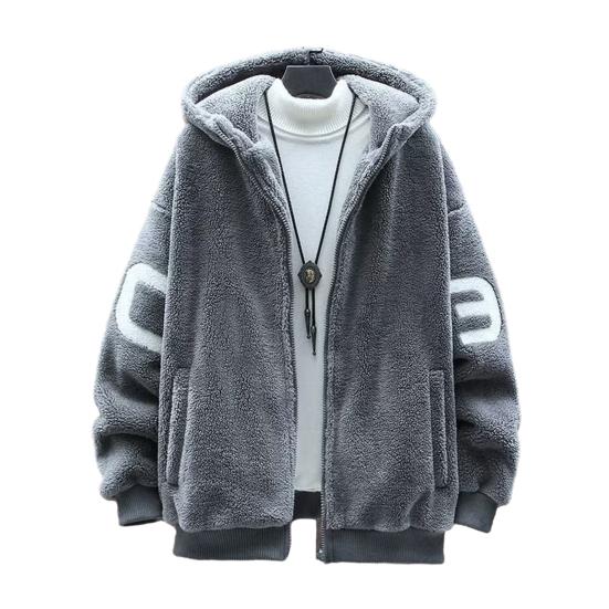 Herbst Winter herren Jacken Zipper Verschluss Taschen Kapuze Jacken Streetwear Männer Casual Kleidung Verdickt Warme Jacken XL grau