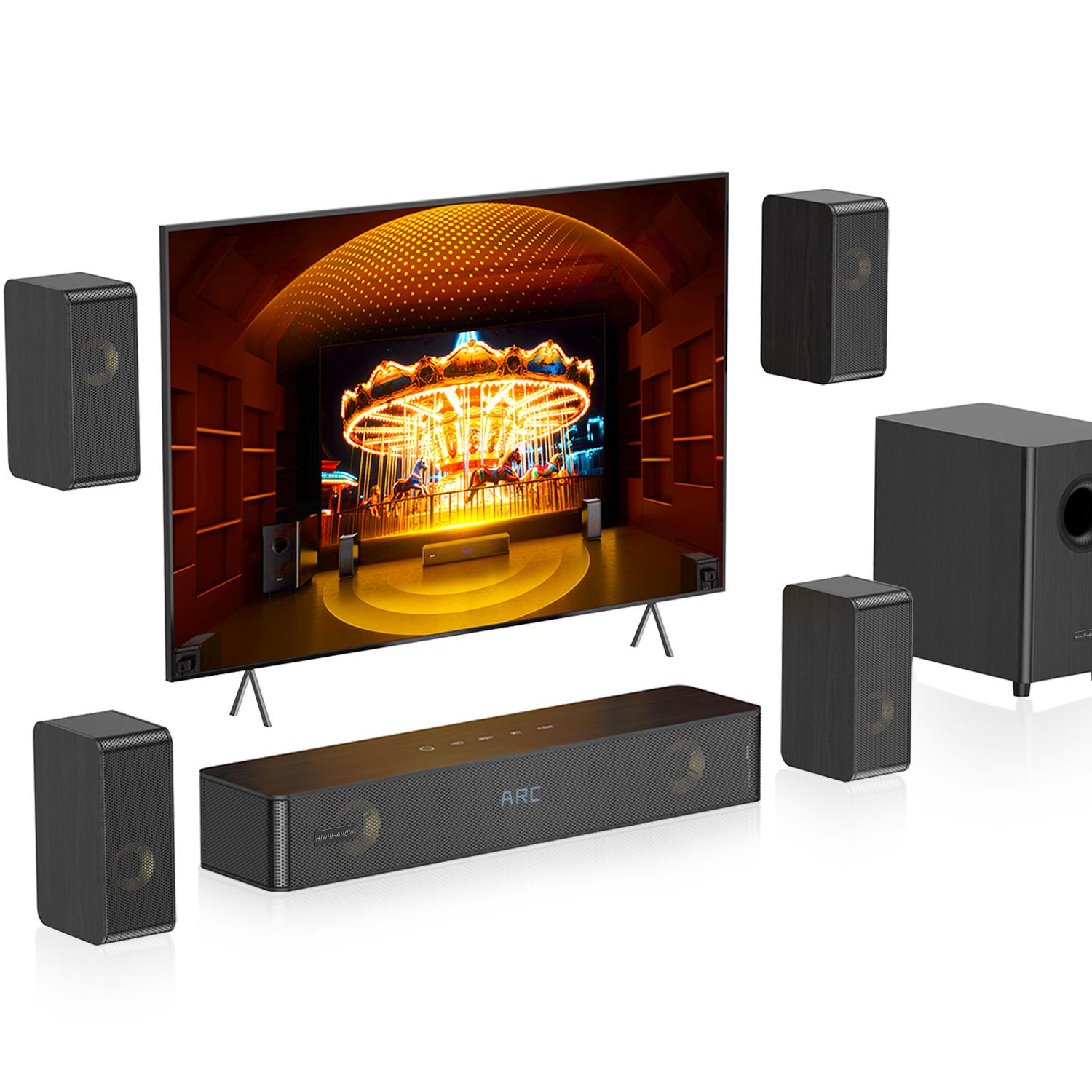 Hiwill-Audio N512 5.1.2CH Heimkino-Soundbar-System mit Subwoofer und Surround-Lautsprechern