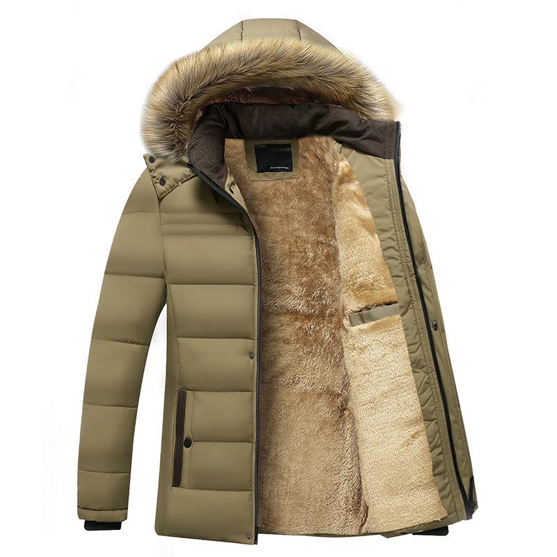 Herren Wasserdicht Mit Kapuze Pelz Kragen Parka Jacke Mantel Männer Herbst Mode Casual Parkas Männer Winter M khaki