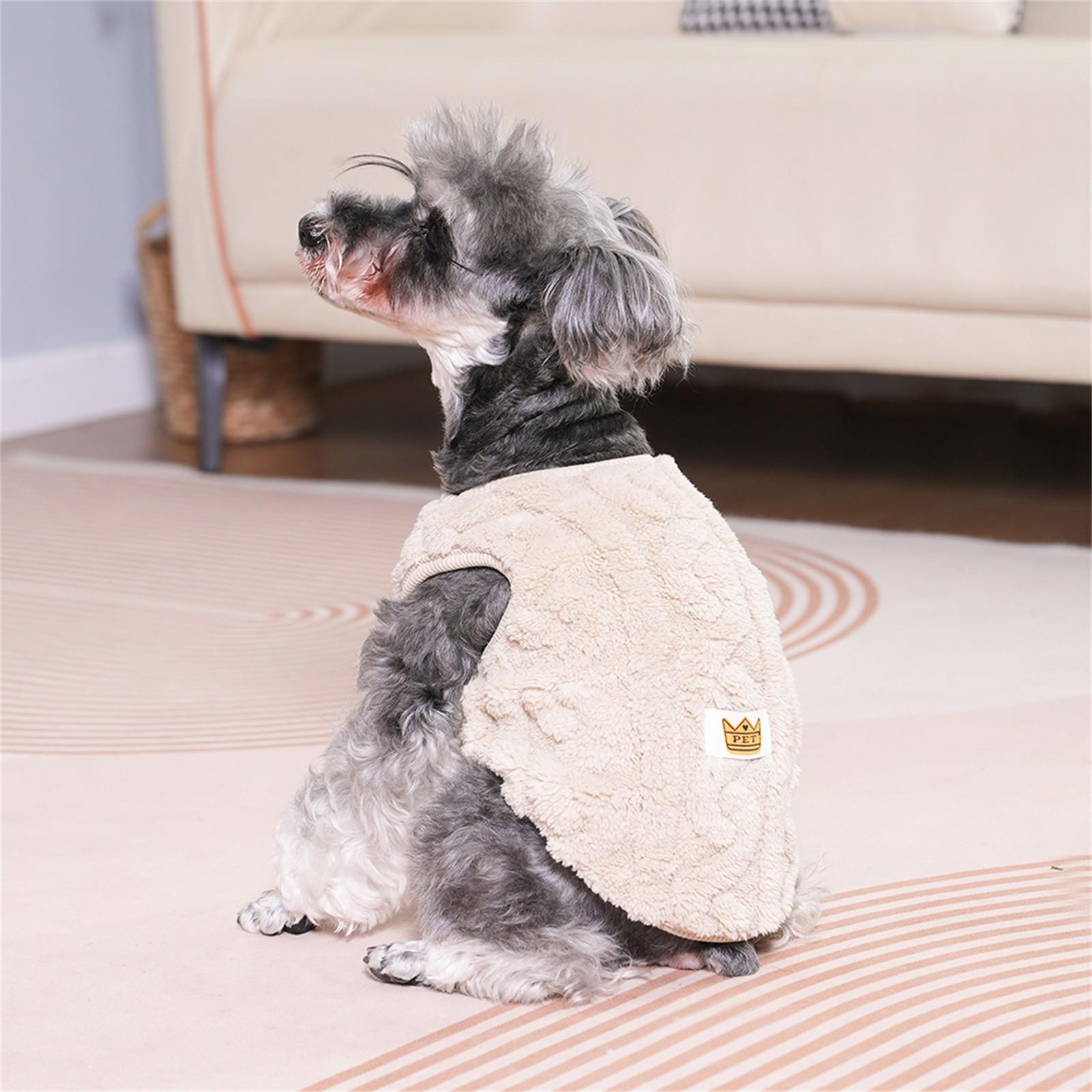 Weiche Fleece Hundekleidung für kleine Hunde Katzen Pullover Winter Warm Welpenweste Bekleidung Französisch Yorkshire Haustierkostüm XS khaki