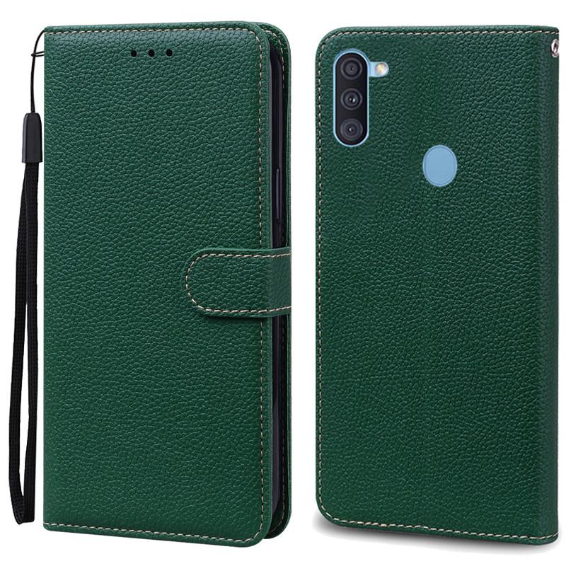 A11 M11 Hülle Für Samsung Galaxy A11 Hülle Galaxy M11 Flip Leder Brieftasche Hülle Für Samsung A11 Hülle Coque Fundas Bumper Shell For Samsung A11 dunkelgrüne