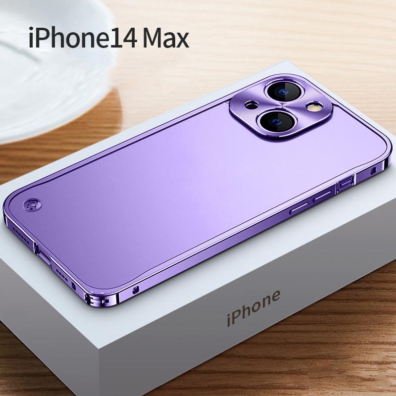 6 Farben Aluminiumlegierung Acryl Harte Stoßfeste Klare Hülle Abdeckung Für iPhone 16 Pro 15 14 Pro Max 13 Pro MAX 13 Mini 12 Pro MAX For iPhone 14 Pro Max dunkelviolette