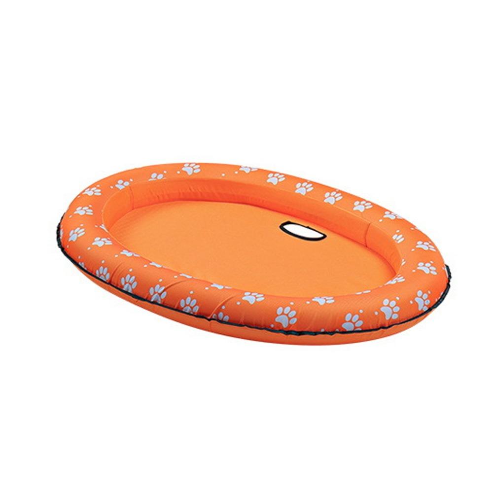 PVC Hund Schwimmhilfe Faltbar Haustier Hund Schwimmer Reisebedarf Haustier Aufblasbares Floß Sonnenbad M orange
