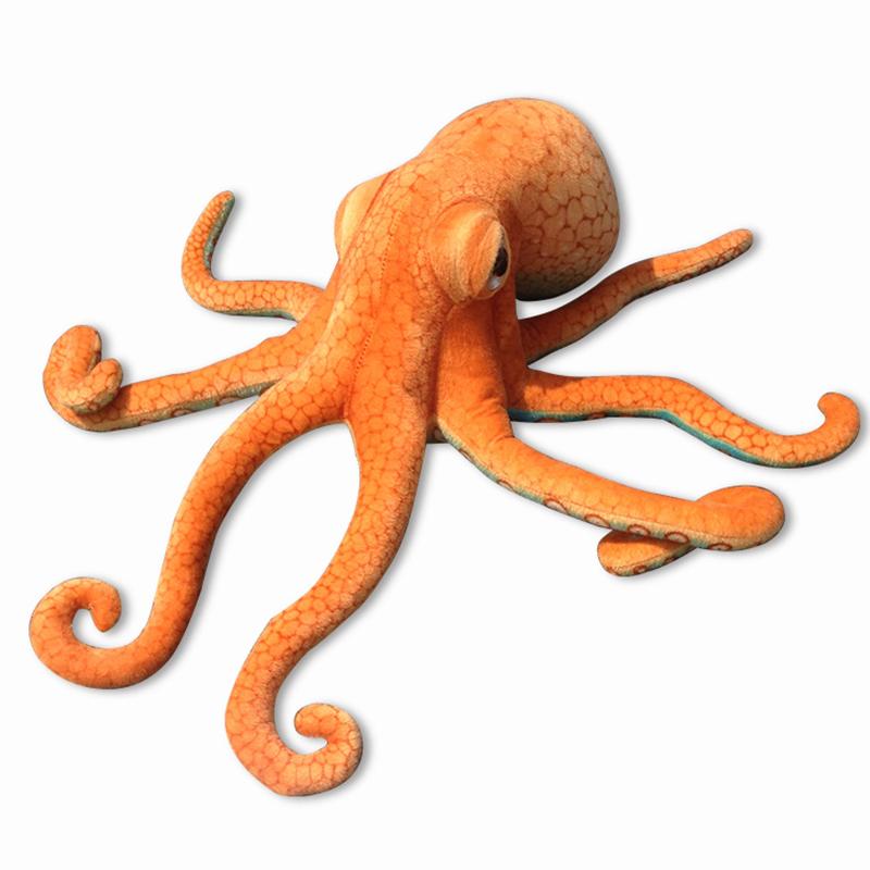 55–80 cm großer, realistischer Plüsch-Oktopus, Kuscheltier, Tintenfischkissen, Kawaii-Puppe aus weicher Baumwolle, Kinderspielzeug, Geburtstagsgeschenk, Heimdekoration 55*17cm orange