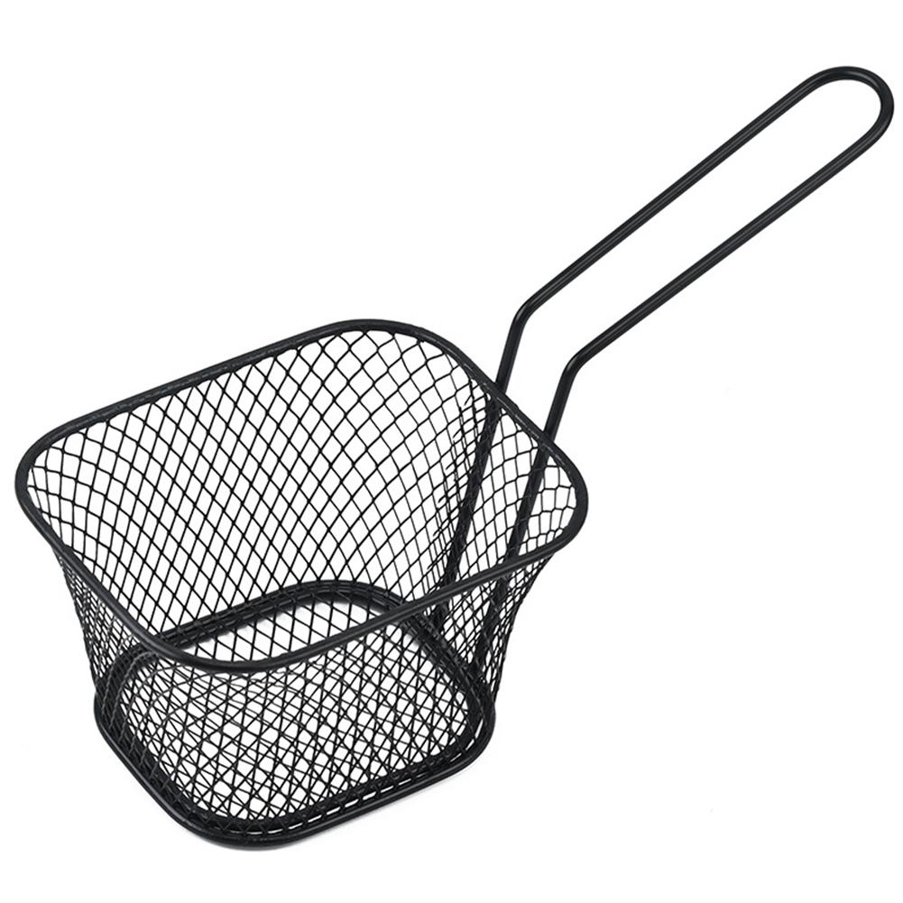 Quadratischer Mini-Frittierkorb aus Metall, Pommes-Frites-Chips-Halter mit Griff, Netzkorb für die Präsentation von Speisen auf dem Schreibtisch, Küchenzubehör, Werkzeuge