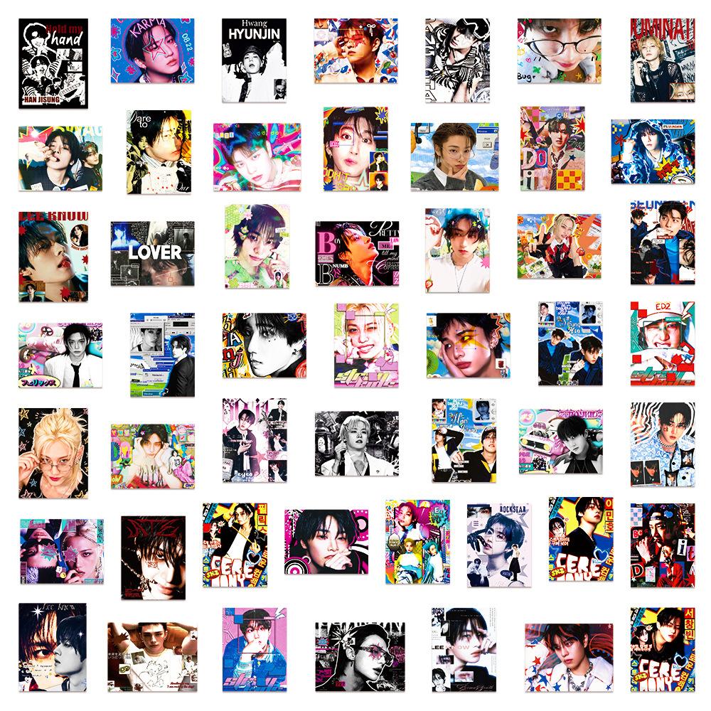 50 Stück Stray Kids Sticker Set Y2K Ästhetik SKZ Mitglieder Foto Sticker für Laptop Wasserflasche Journaling Scrapbooking, Stray Kids Merch Geschenk für STAY gray