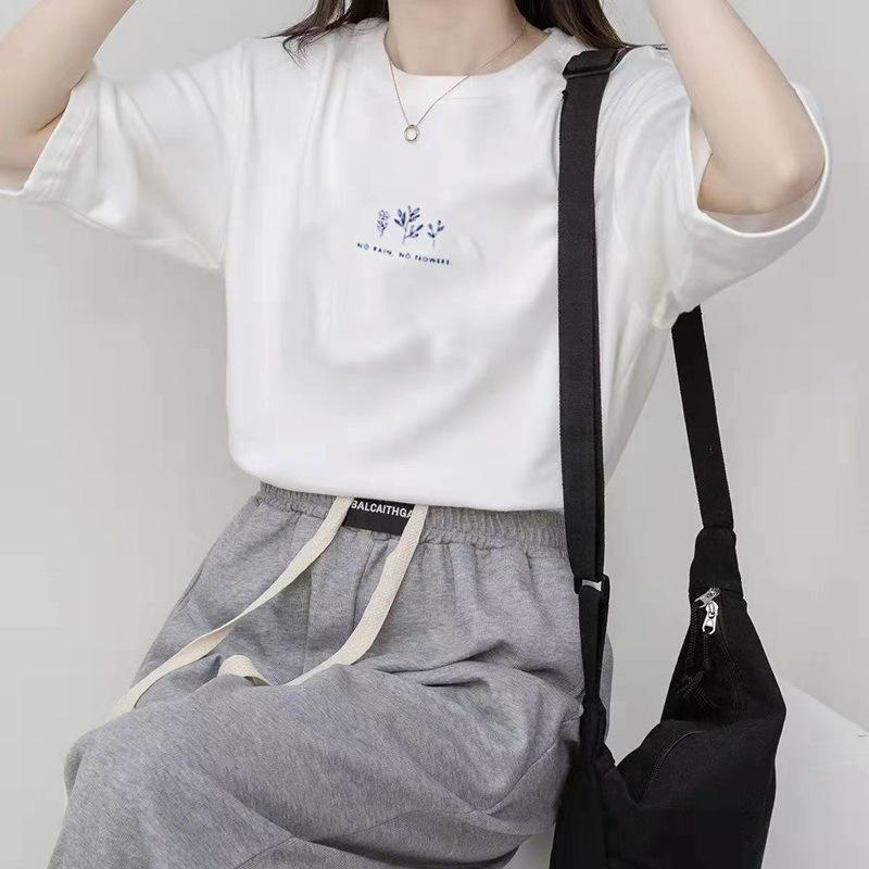 2024 sommer Mode Frauen T-Shirts Blumen Druck grafik T-shirt Femme Harajuku beiläufige lose alle-spiel Shirt Kawaii Kleidung T shirt Weibliche L weiß