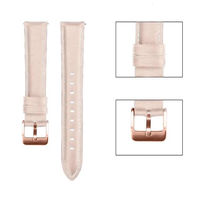 22mm 20mm Lederband für Samsung Galaxy Watch 3 41mm 45mm Armband für Active 2 / Watch 4 Watch5 Watch6 Ersatzarmband Samsung Watch Active 1/2 hellrosa