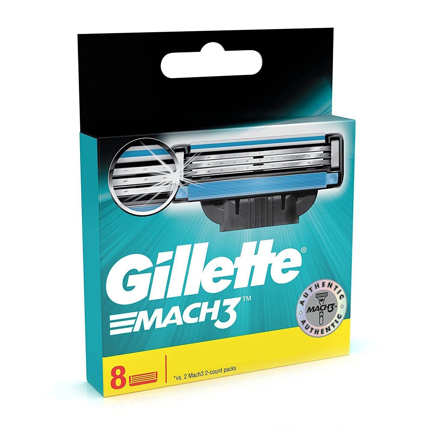 Satz Rasierkassetten mit 3 Klingen (8 Stück), Mach3 Rasierklingen für die manuelle Rasur, 8er-Set, Gillette