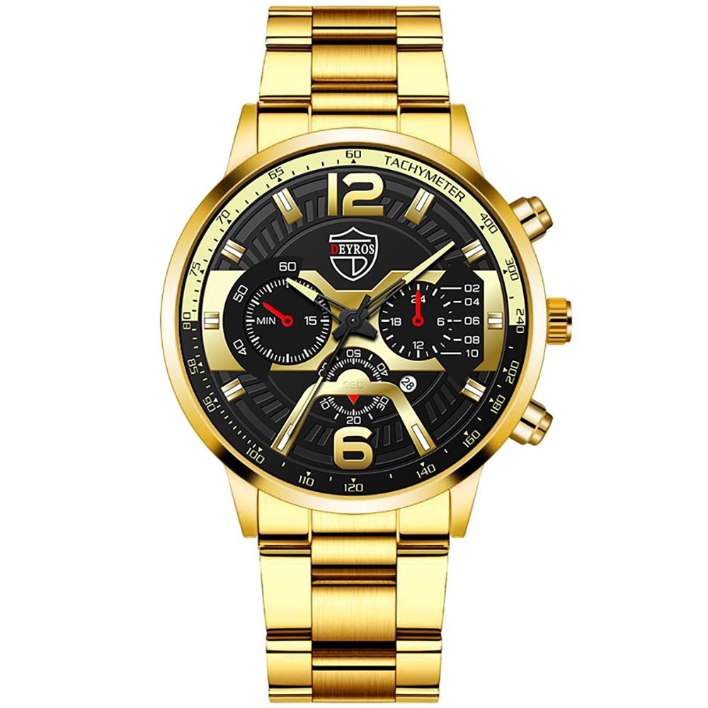 Mode Männer Uhren Gold Edelstahl Datum Kalender Quarz Armbanduhren Luxus Herren Analog Uhr Sport Einfache Männliche Uhr Geschenk Uhren hombre gold