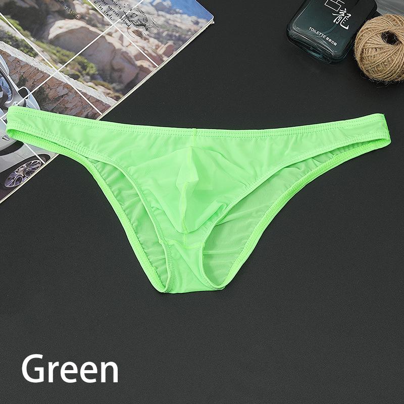 Männer Erotische Unterwäsche Beutel Nahtlose Höschen Eis Seide Slips Niedrige Taille Unterwäsche Ultra-dünne Sexy 2XL grün