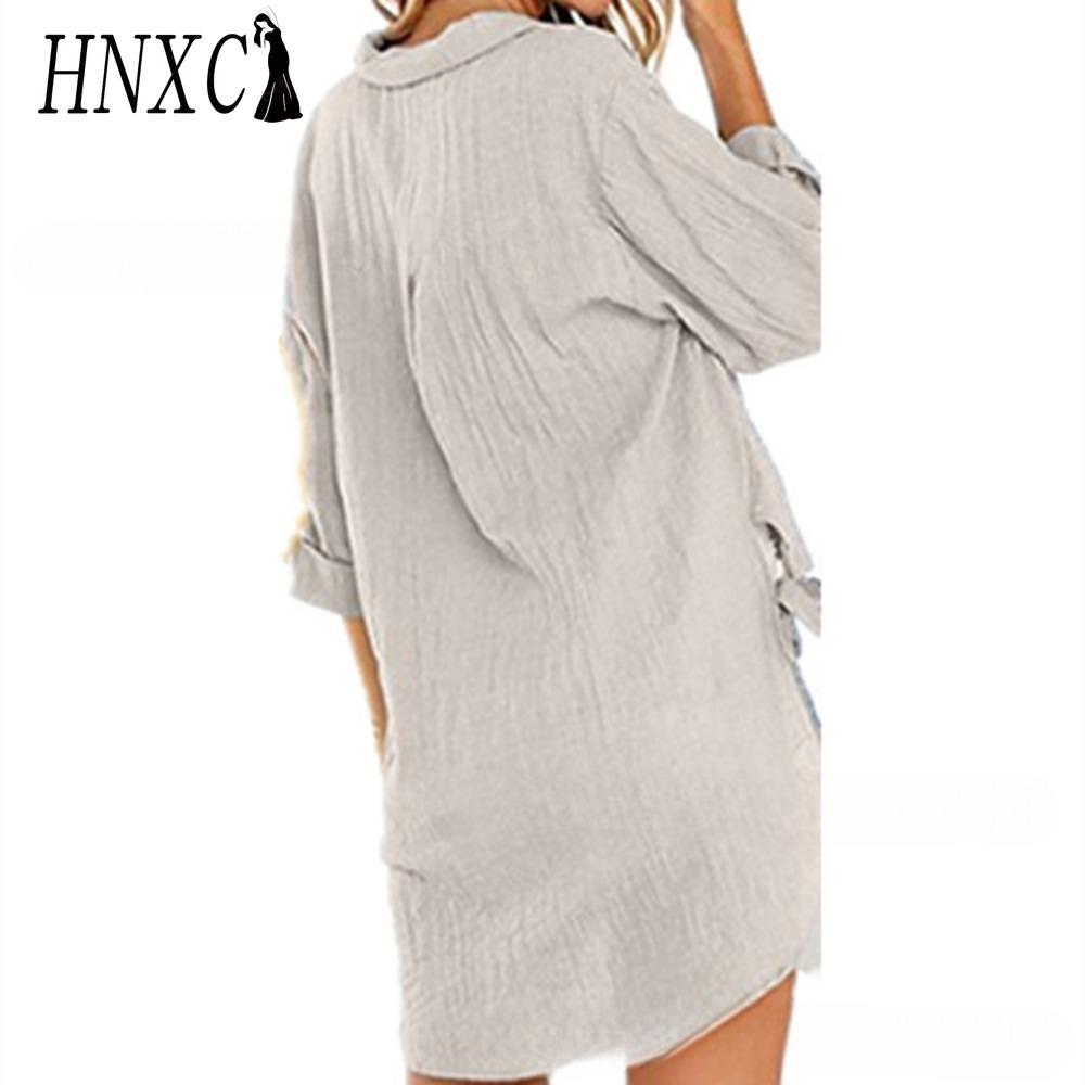 HNXC Damenmode Lässig Einfarbig Druck Langarm POLO Kragen Blusen & Hemden XXXXXL khaki