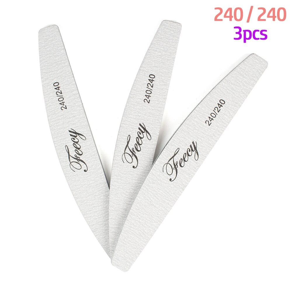 3Pcs Doppel Seiten Nagel Datei Schleifpapier Stark Dicke Professionelle Nagel Dateien Puffer Für Maniküre Half Moon Schleifen Kalk Werkzeug