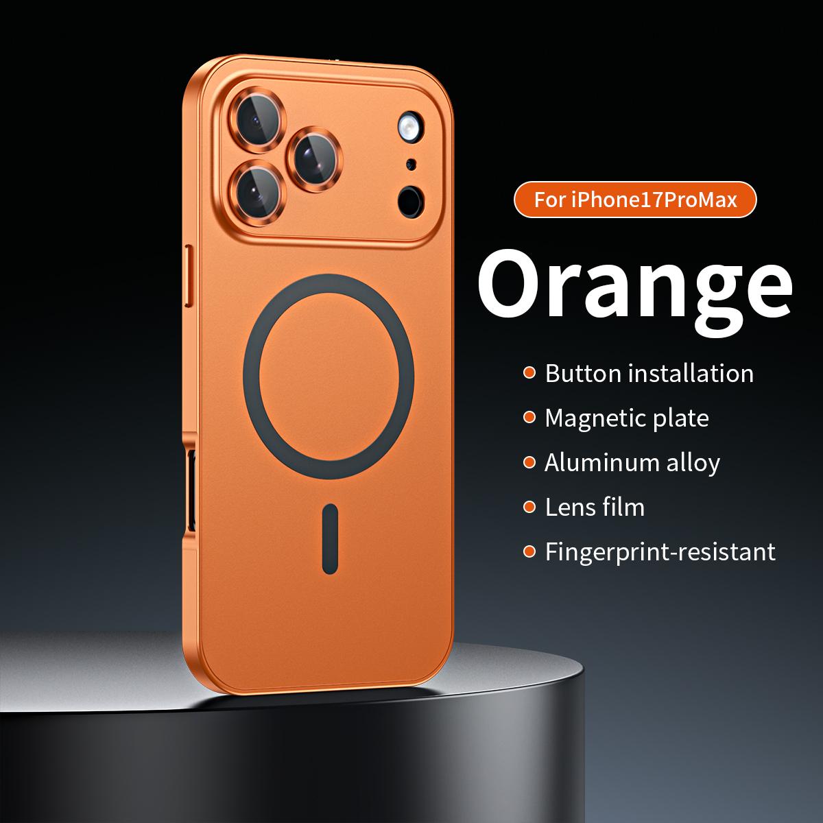 Metall Magnetische Matte Hülle Für iPhon 12 13 14 15 16 17 Pro Max 14Plus Für Magsafe Hülle Objektiv Legierungsfolie Aluminiumrahmen Kabelloses Laden For iPhone 17 Air