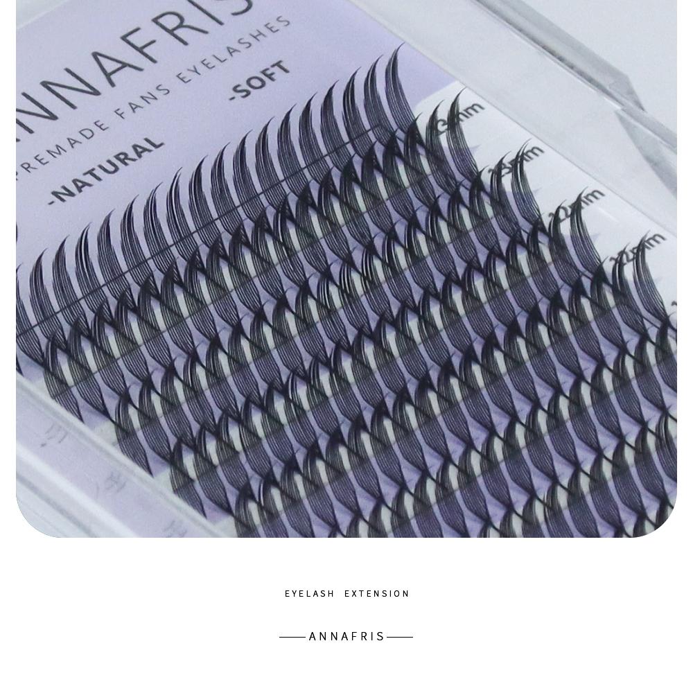 ANNAFRIS Anime Comic Spire Wimpernverlängerung Vorgefertigte Fächer Natürliches Kaschmir Manga Falsche Wimper Natürliche Weiche Federform Pteris Wimper Comic Spire  0.07mm C 9mm schwarz