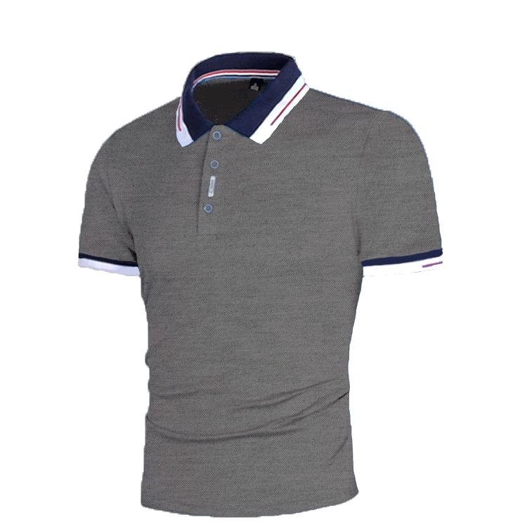 Poloshirt Herren Solid Casual Baumwolle Polo Herren Slim Fit Stickerei Kurzarm Herren Polo L dunkelgrau